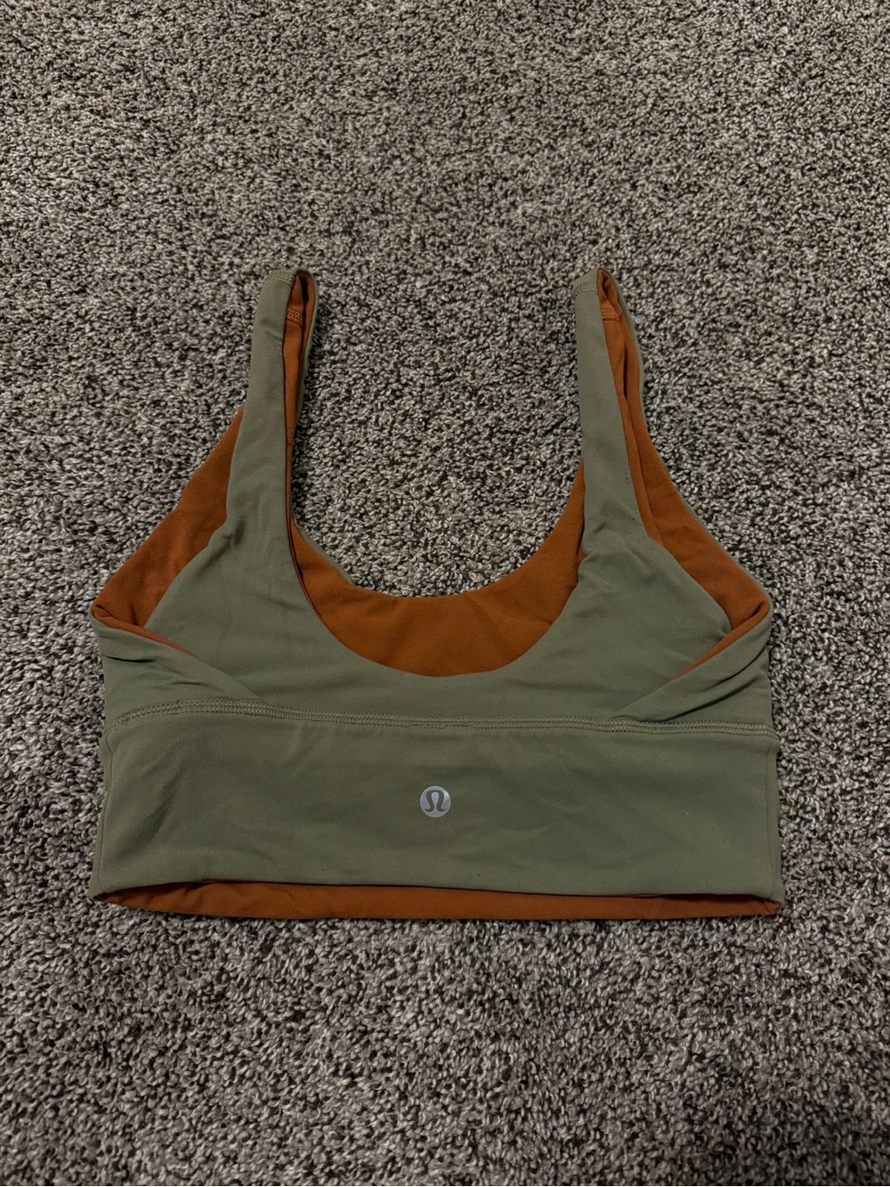 Lululemon Olive & Rust Reversible Sports Bra